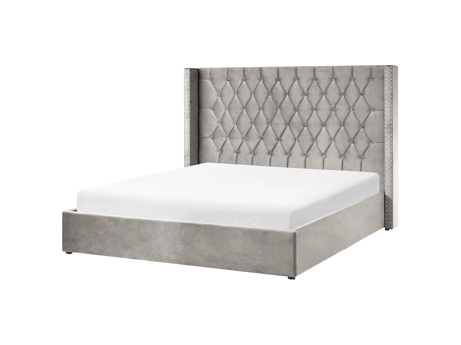 Bett mit Stauraum Samtstoff LUBBON 180 x 200 cm Hellgrau