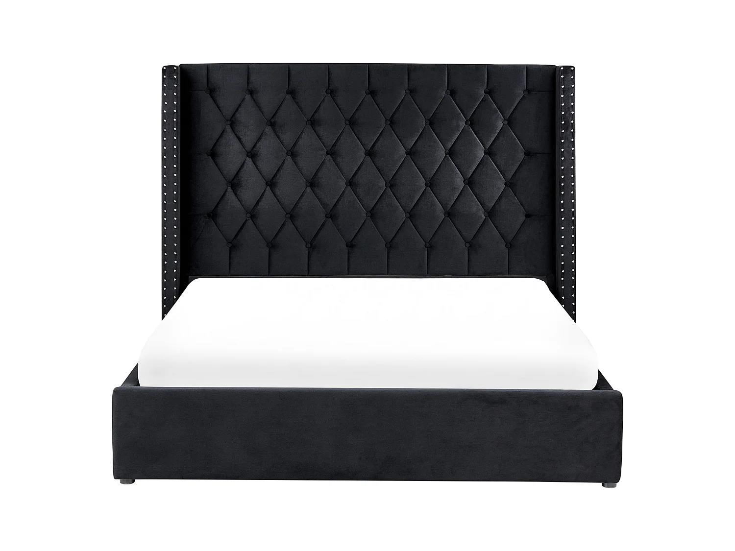 Cama con almacenaje Terciopelo LUBBON 160 x 200 cm Negro