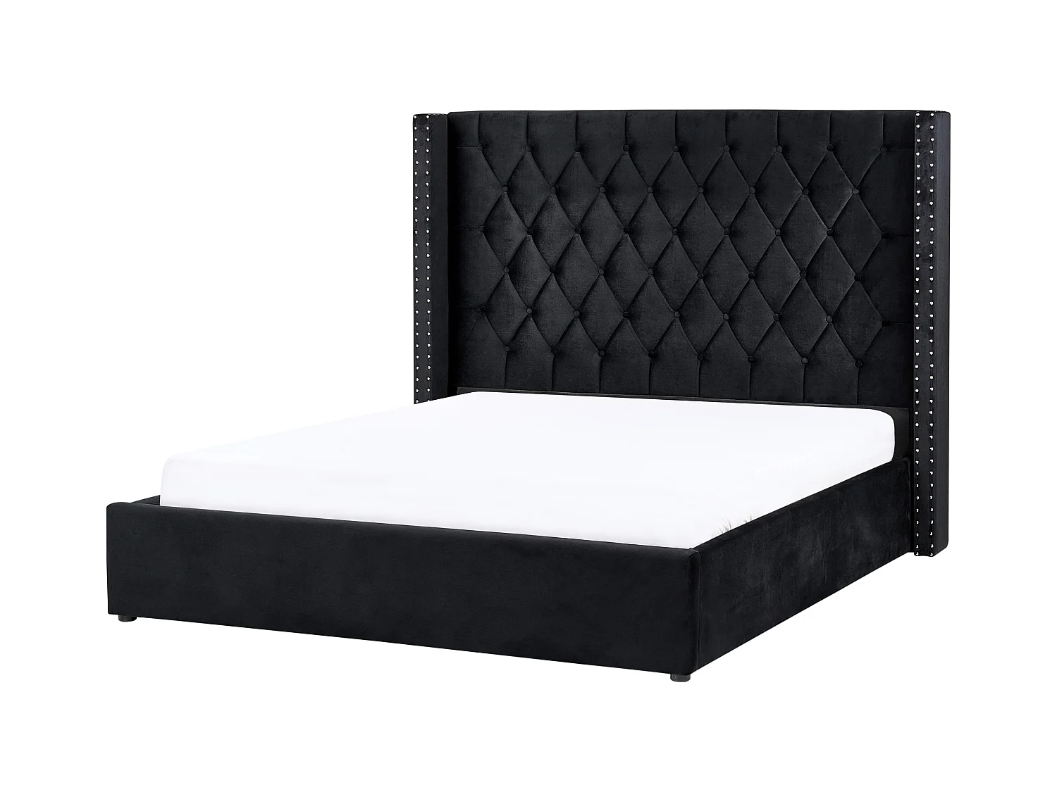 Cama con almacenaje Terciopelo LUBBON 160 x 200 cm Negro