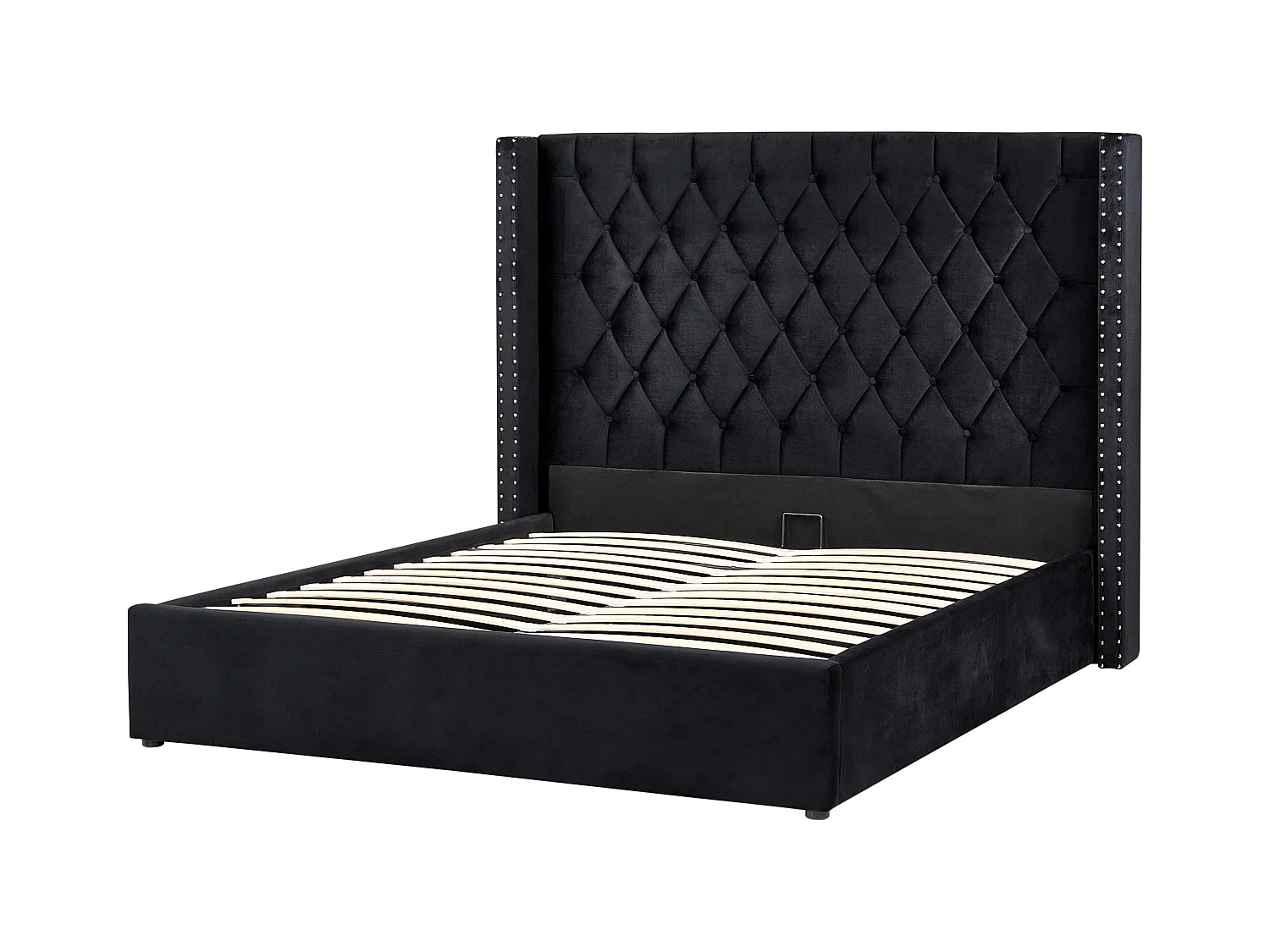 Cama con almacenaje Terciopelo LUBBON 160 x 200 cm Negro