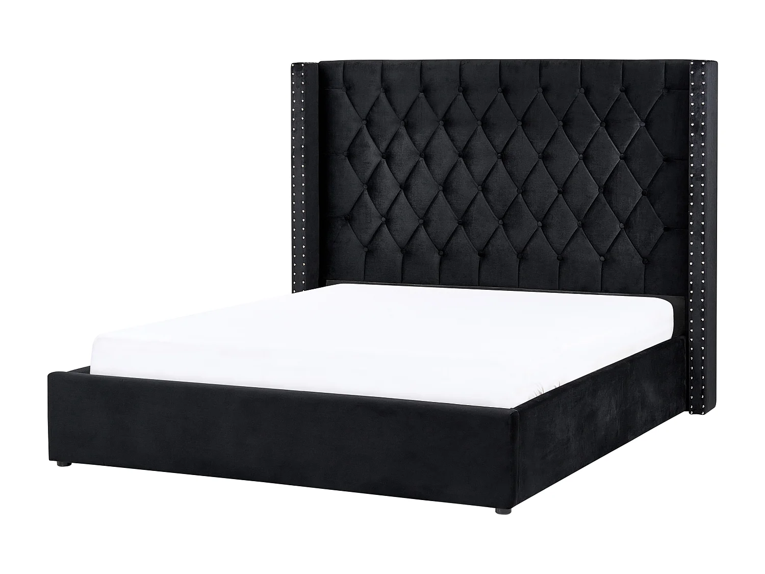 Bed met opbergruimte Fluweel LUBBON 160 x 200 cm Zwart