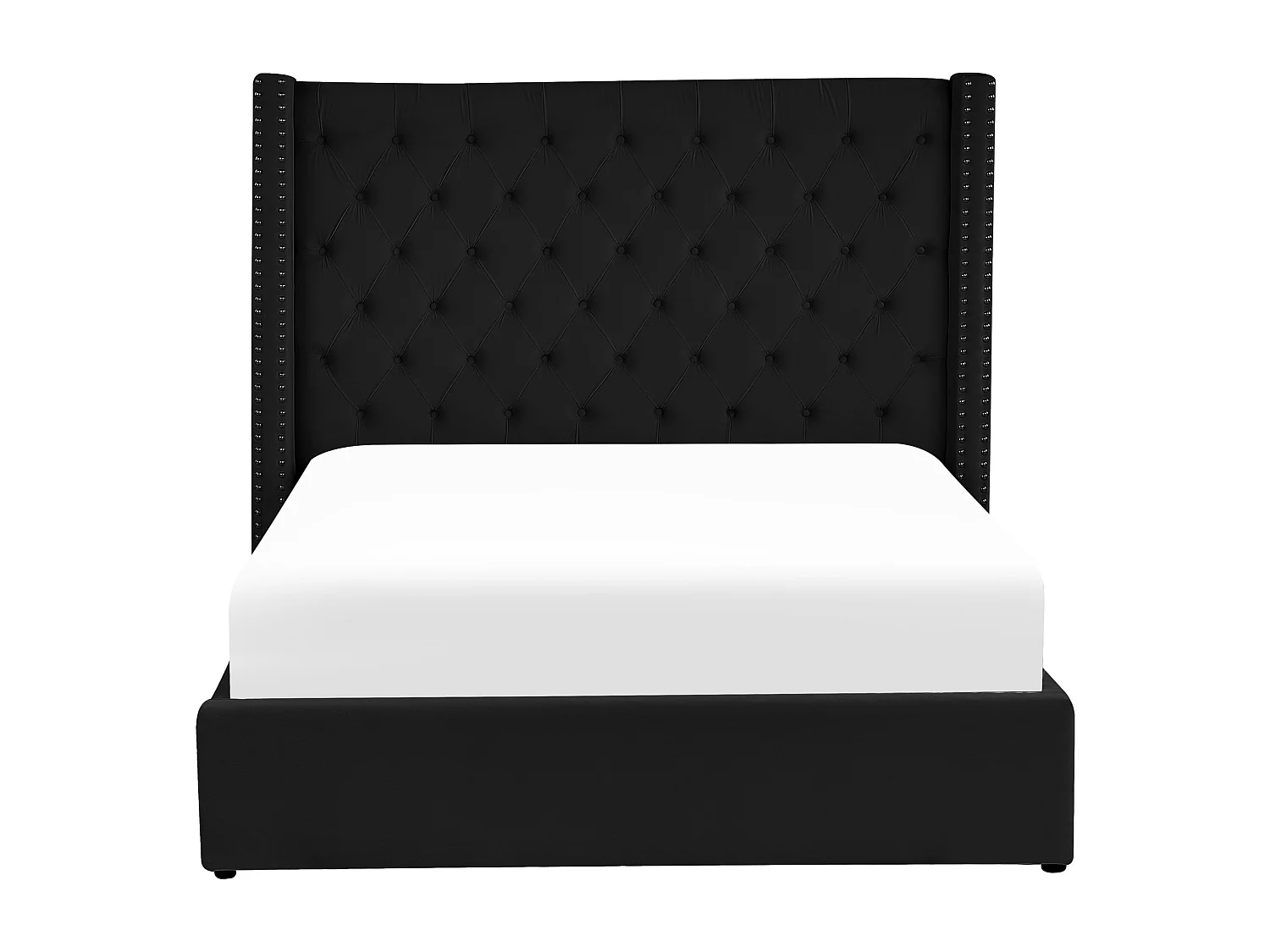 Lit ottoman Velours LUBBON 160 x 200 cm Noir