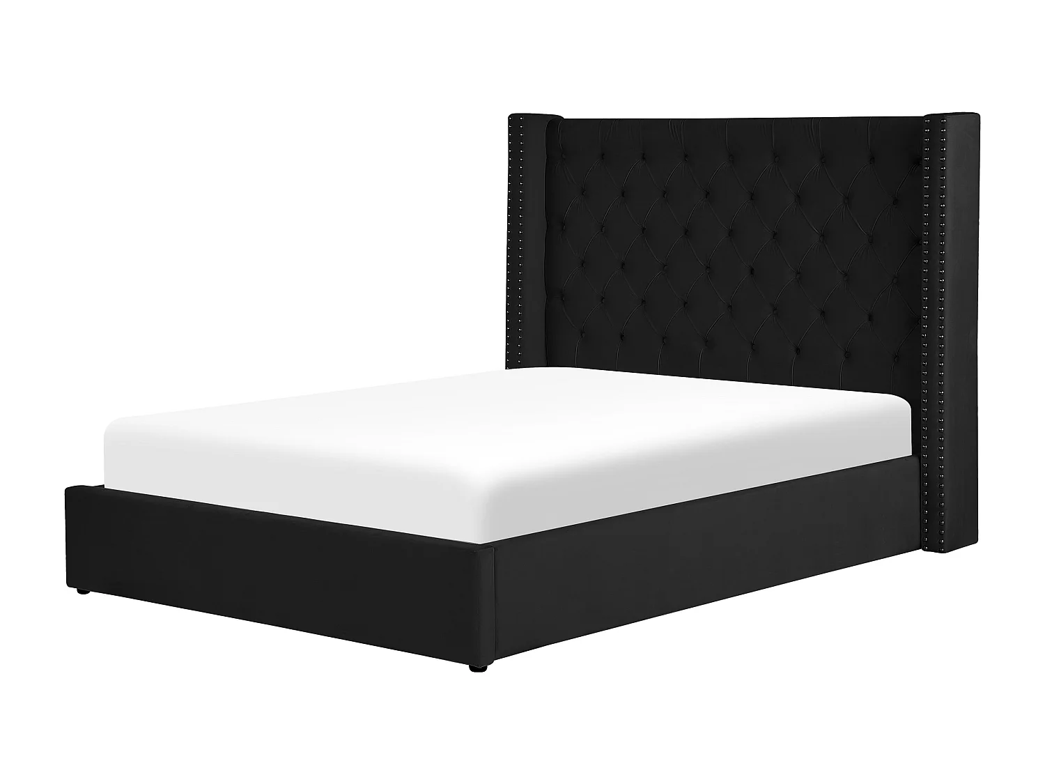 Lit ottoman Velours LUBBON 160 x 200 cm Noir
