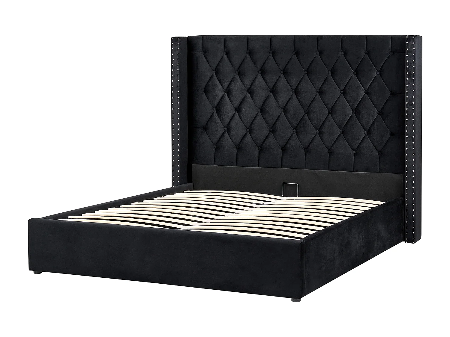 Lit ottoman Velours LUBBON 160 x 200 cm Noir