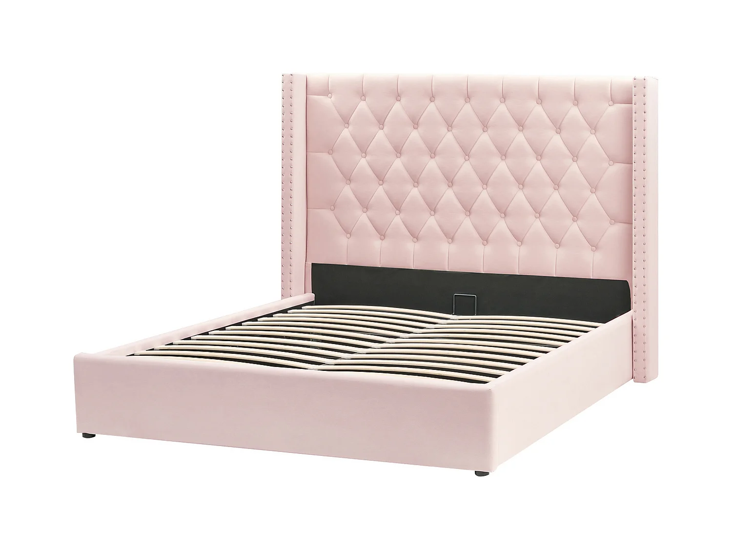 Bed met opbergruimte Fluweel LUBBON 160 x 200 cm Pastelroze Roze