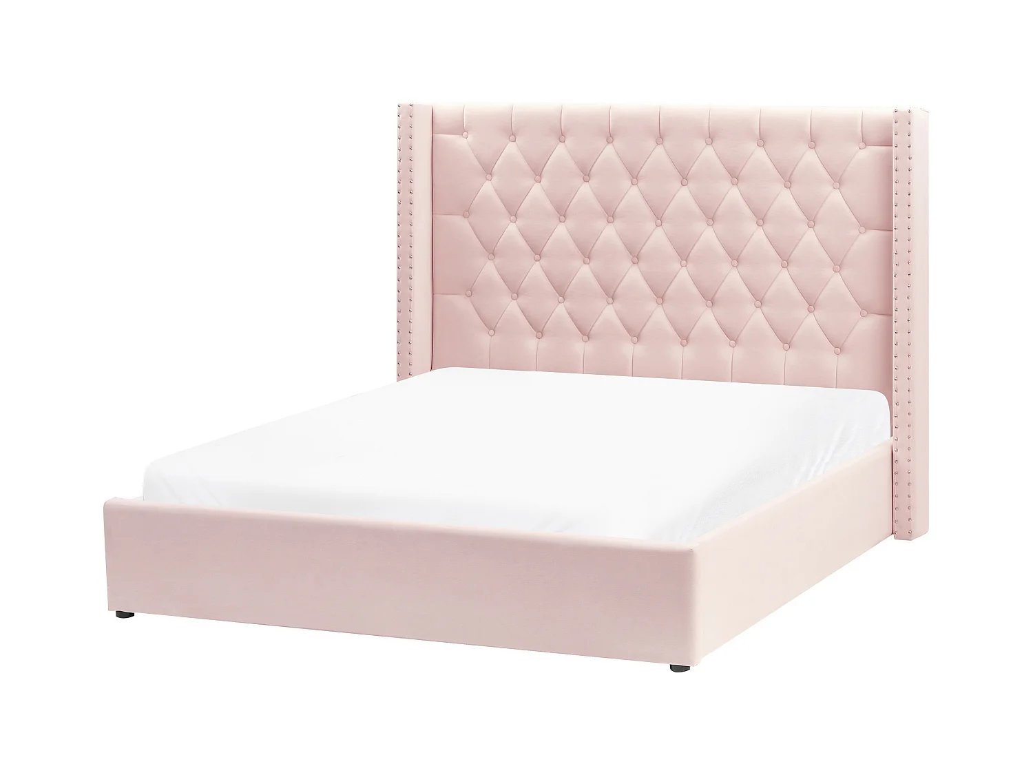 Bed met opbergruimte Fluweel LUBBON 160 x 200 cm Pastelroze Roze