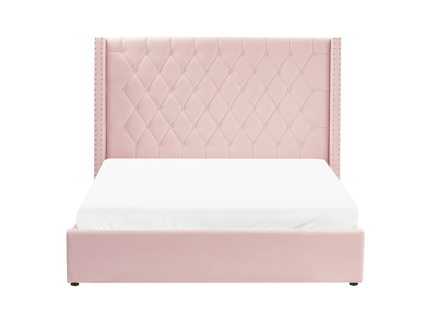 Bed met opbergruimte Fluweel LUBBON 160 x 200 cm Pastelroze Roze