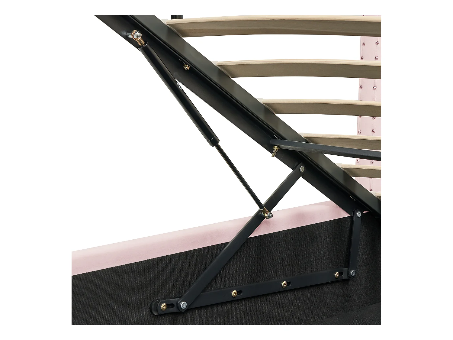 Bed met opbergruimte Fluweel LUBBON 160 x 200 cm Pastelroze Roze