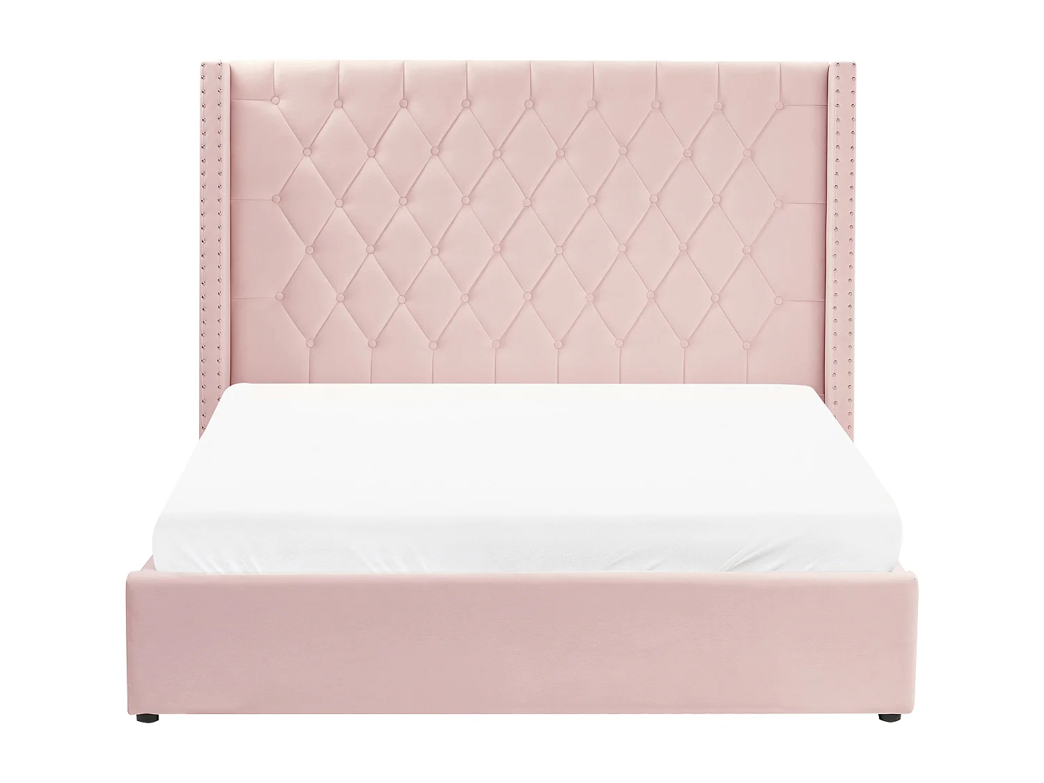 Lit ottoman Velours LUBBON 160 x 200 cm Rose pastel Rose