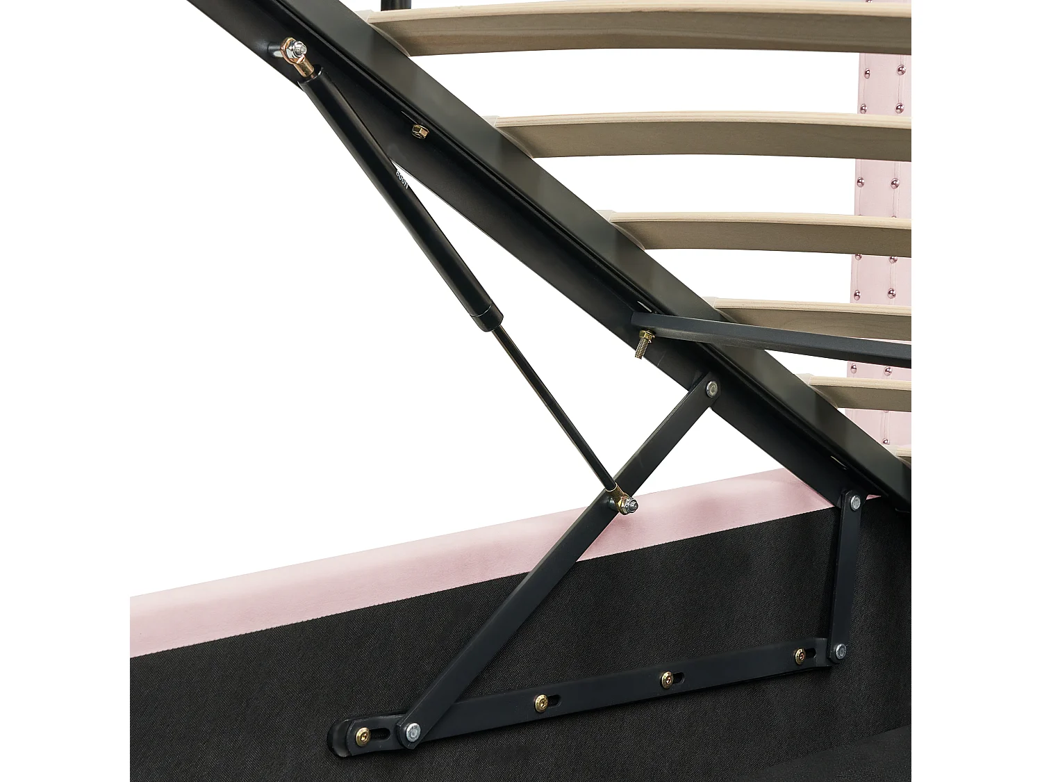 Lit ottoman Velours LUBBON 160 x 200 cm Rose pastel Rose