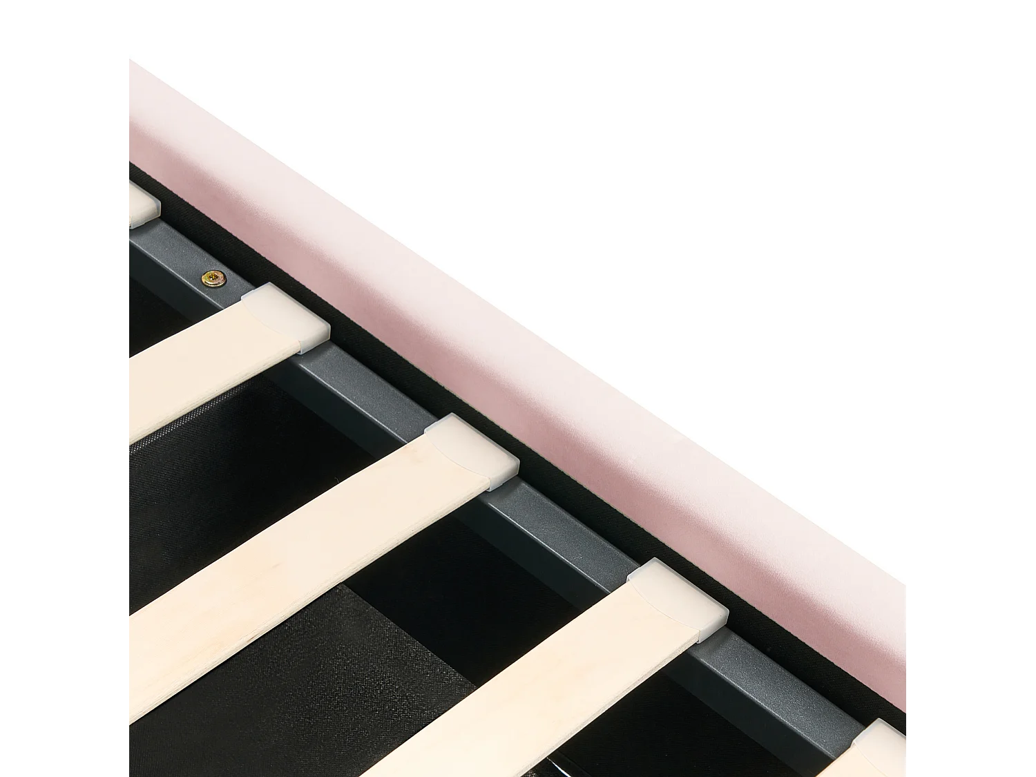 Lit ottoman Velours LUBBON 160 x 200 cm Rose pastel Rose