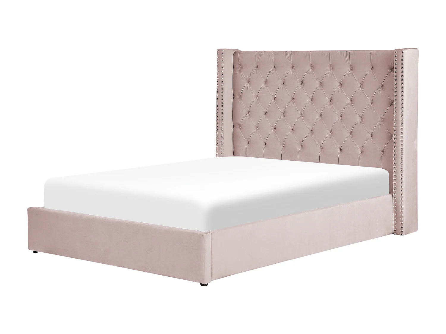 Letto contenitore Velluto LUBBON 160 x 200 cm Rosa pastello Rosa