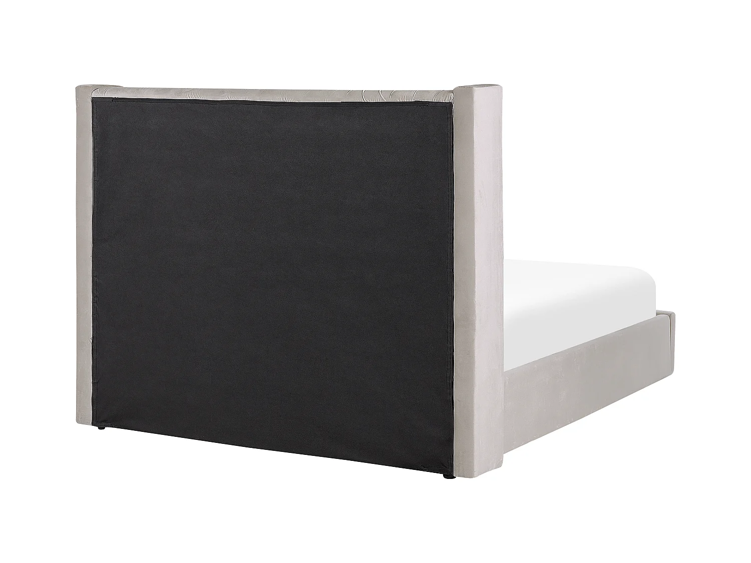 Polsterbett Samtstoff hohes Kopfteil helles Grau 160 x 200 cm Bettkasten Lubbon