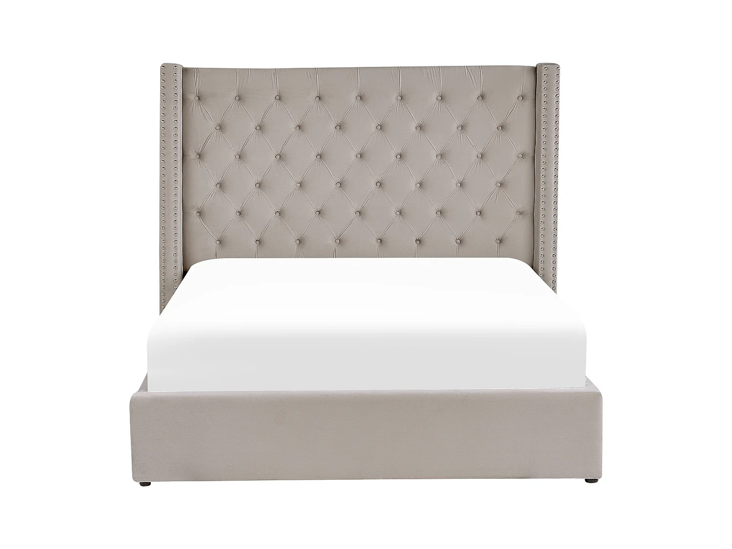 Lit ottoman Velours LUBBON 160 x 200 cm Gris clair