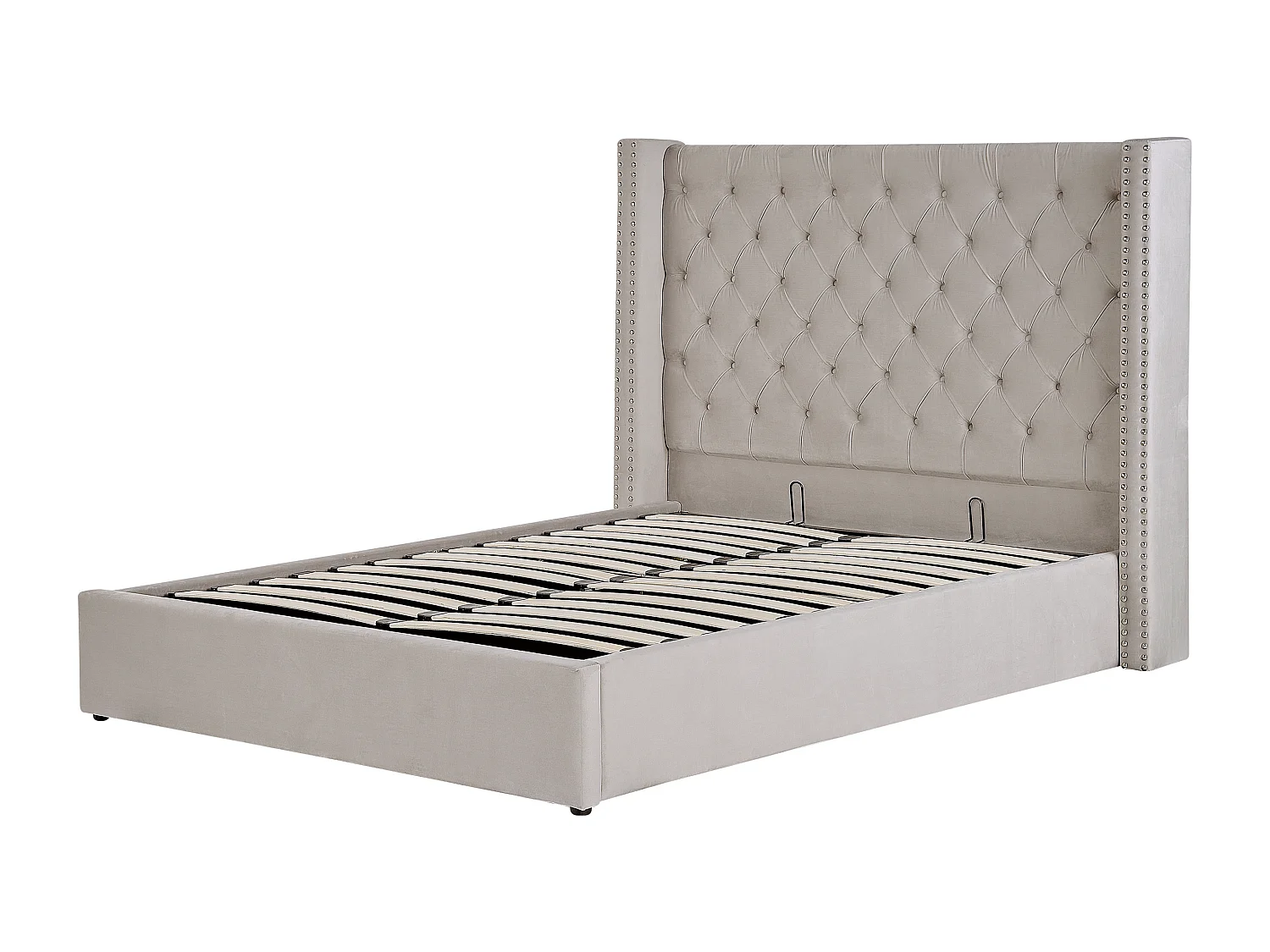 Bed met opbergruimte Fluweel LUBBON 160 x 200 cm Lichtgrijs