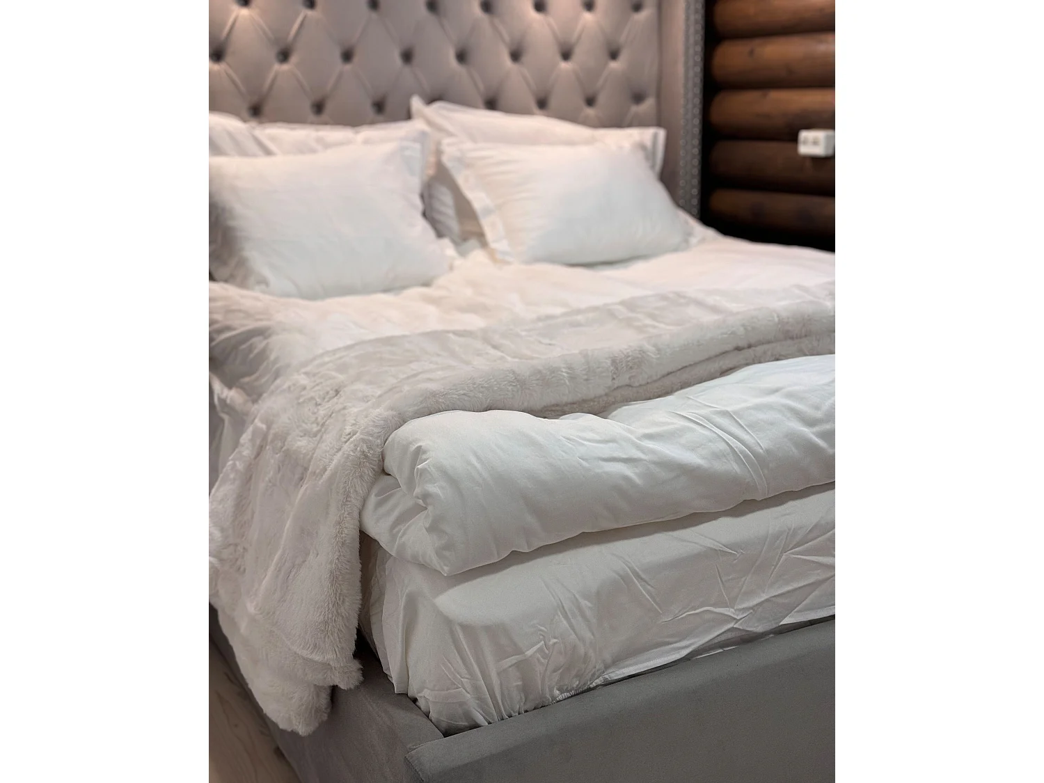 Bett mit Stauraum Samtstoff LUBBON 160 x 200 cm Hellgrau