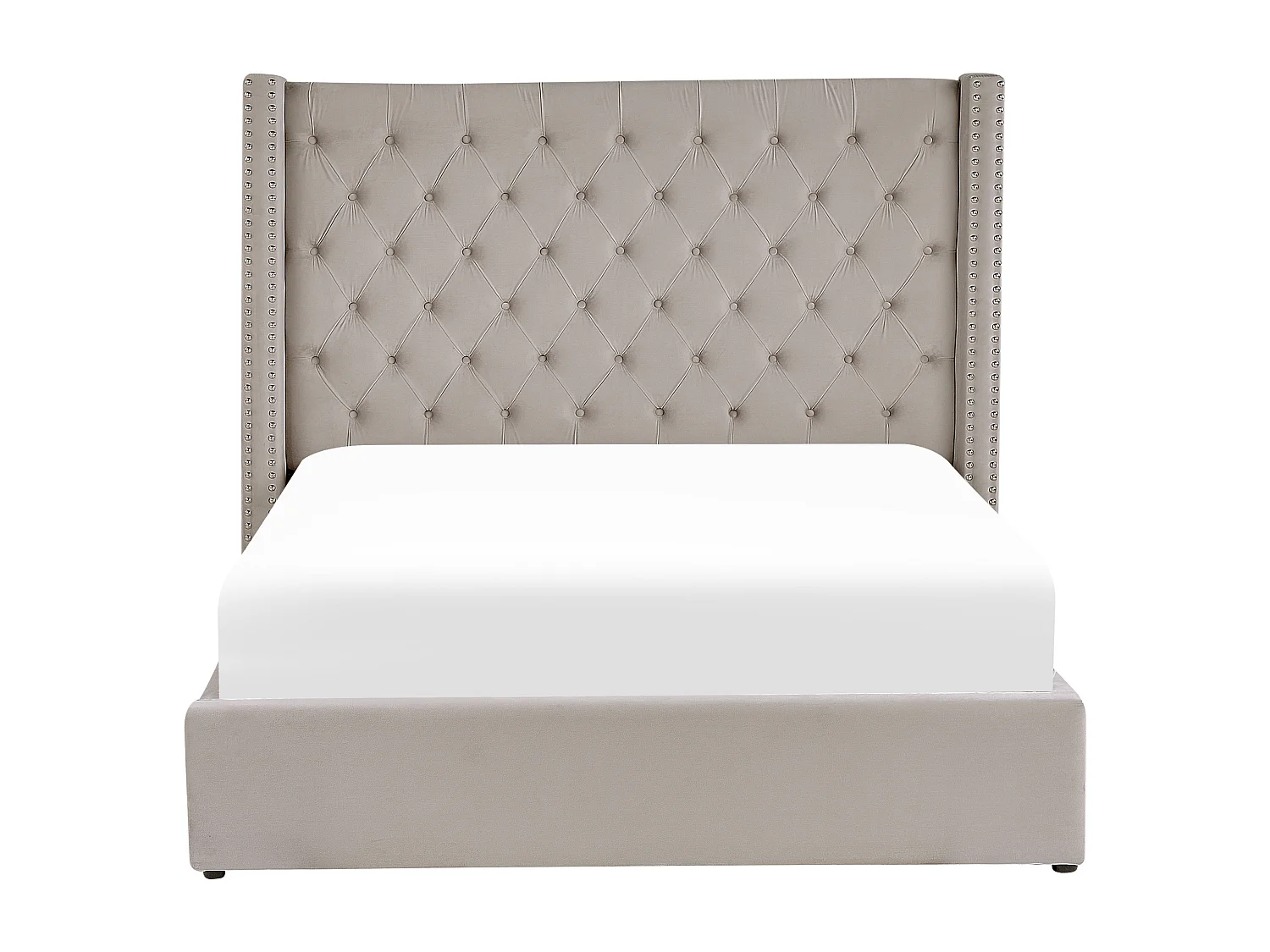 Lit ottoman Velours LUBBON 160 x 200 cm Gris clair