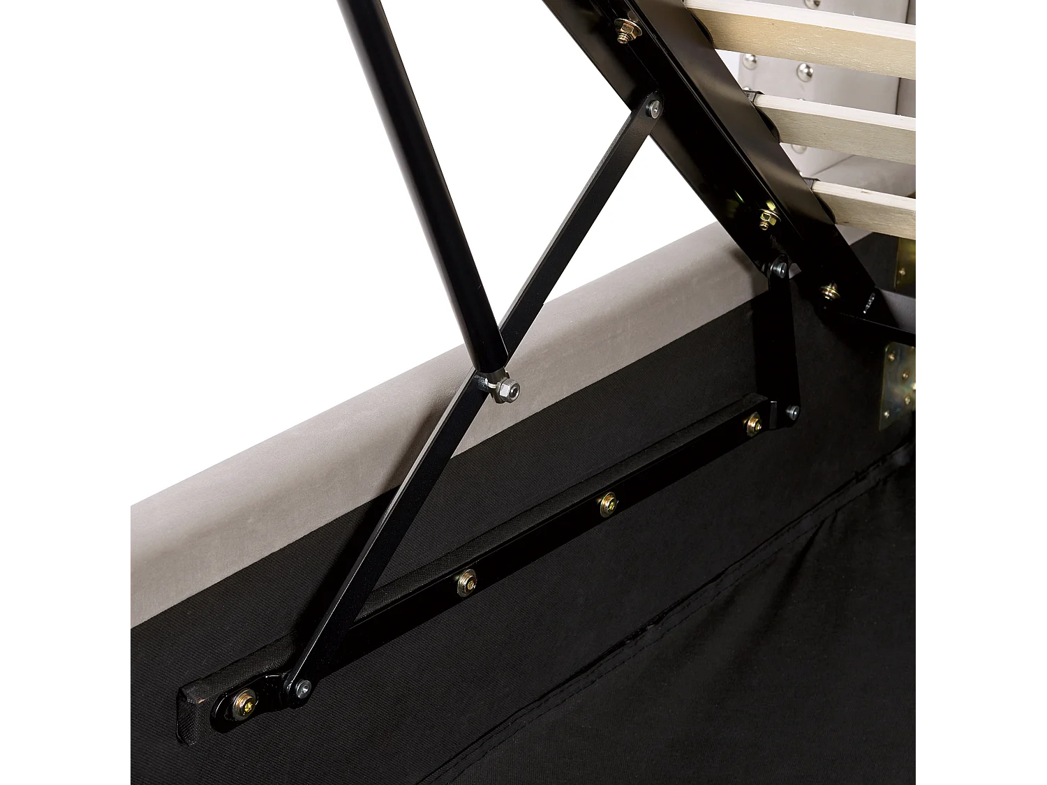 Lit ottoman Velours LUBBON 160 x 200 cm Gris clair