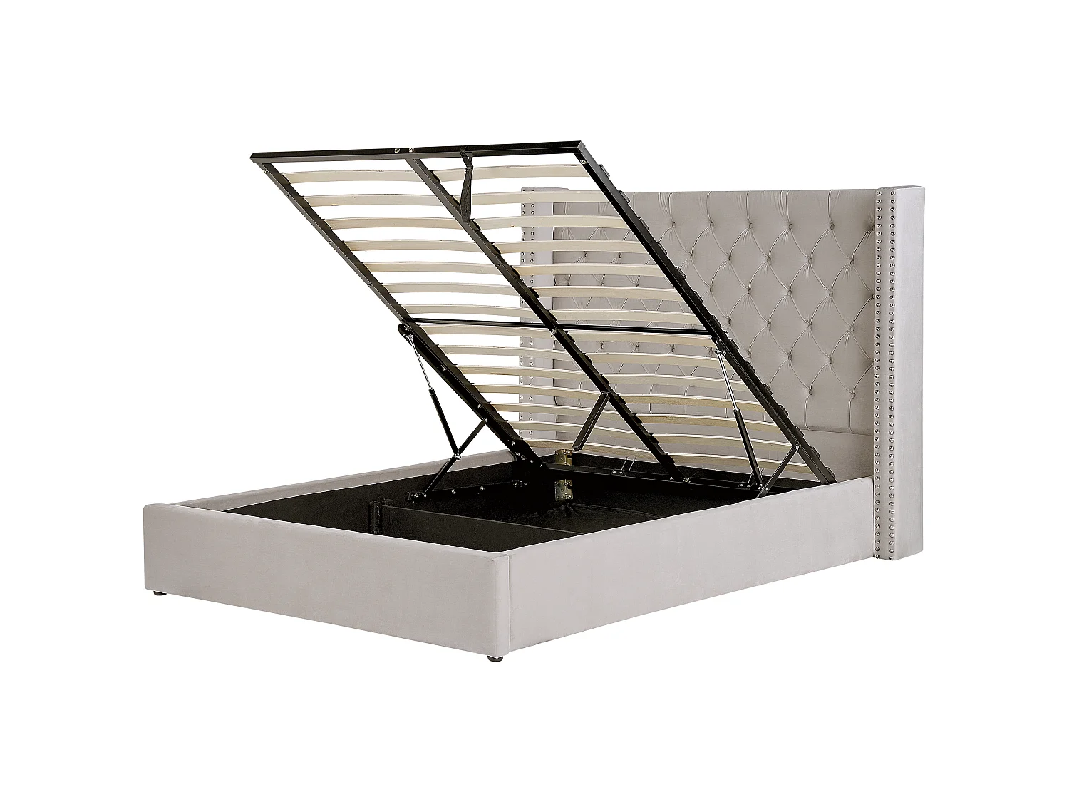 Bed met opbergruimte Fluweel LUBBON 160 x 200 cm Lichtgrijs