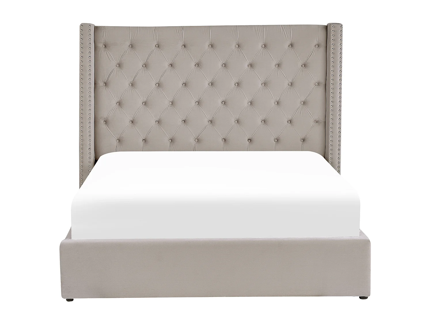 Bed met opbergruimte Fluweel LUBBON 160 x 200 cm Lichtgrijs