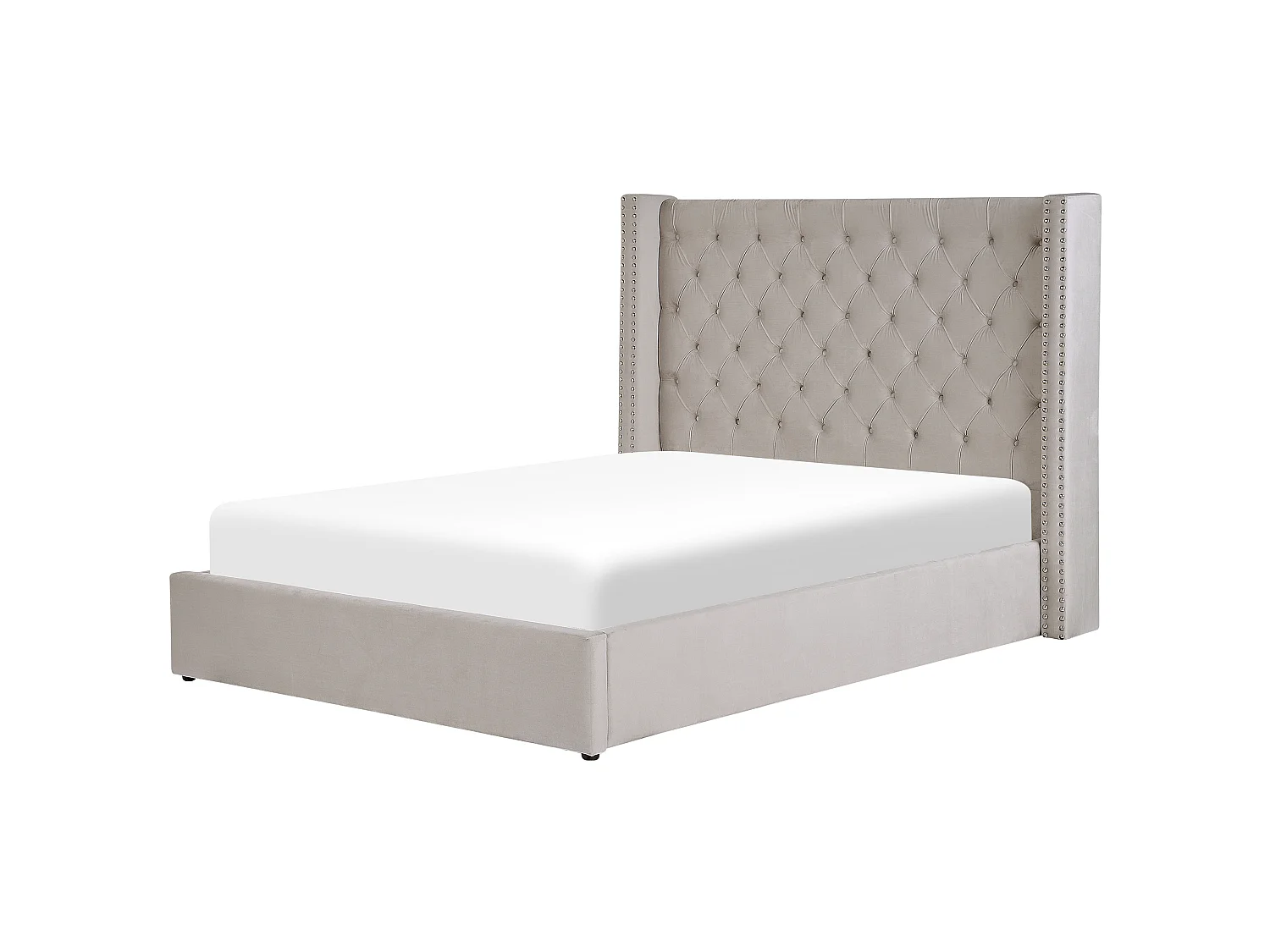 Bed met opbergruimte Fluweel LUBBON 160 x 200 cm Lichtgrijs