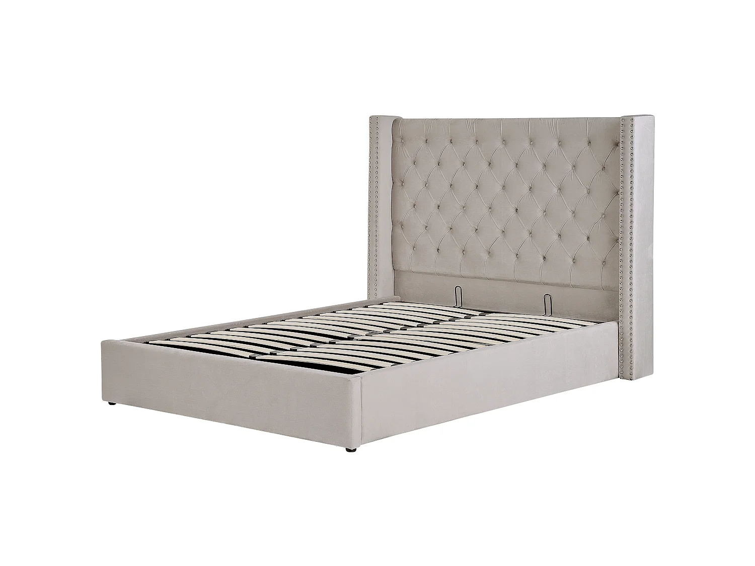 Bed met opbergruimte Fluweel LUBBON 160 x 200 cm Lichtgrijs