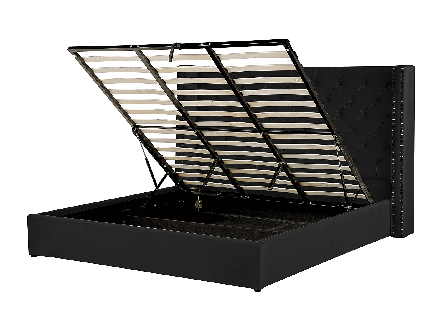 Letto con ottomano Velluto LUBBON 180 x 200 cm Nero