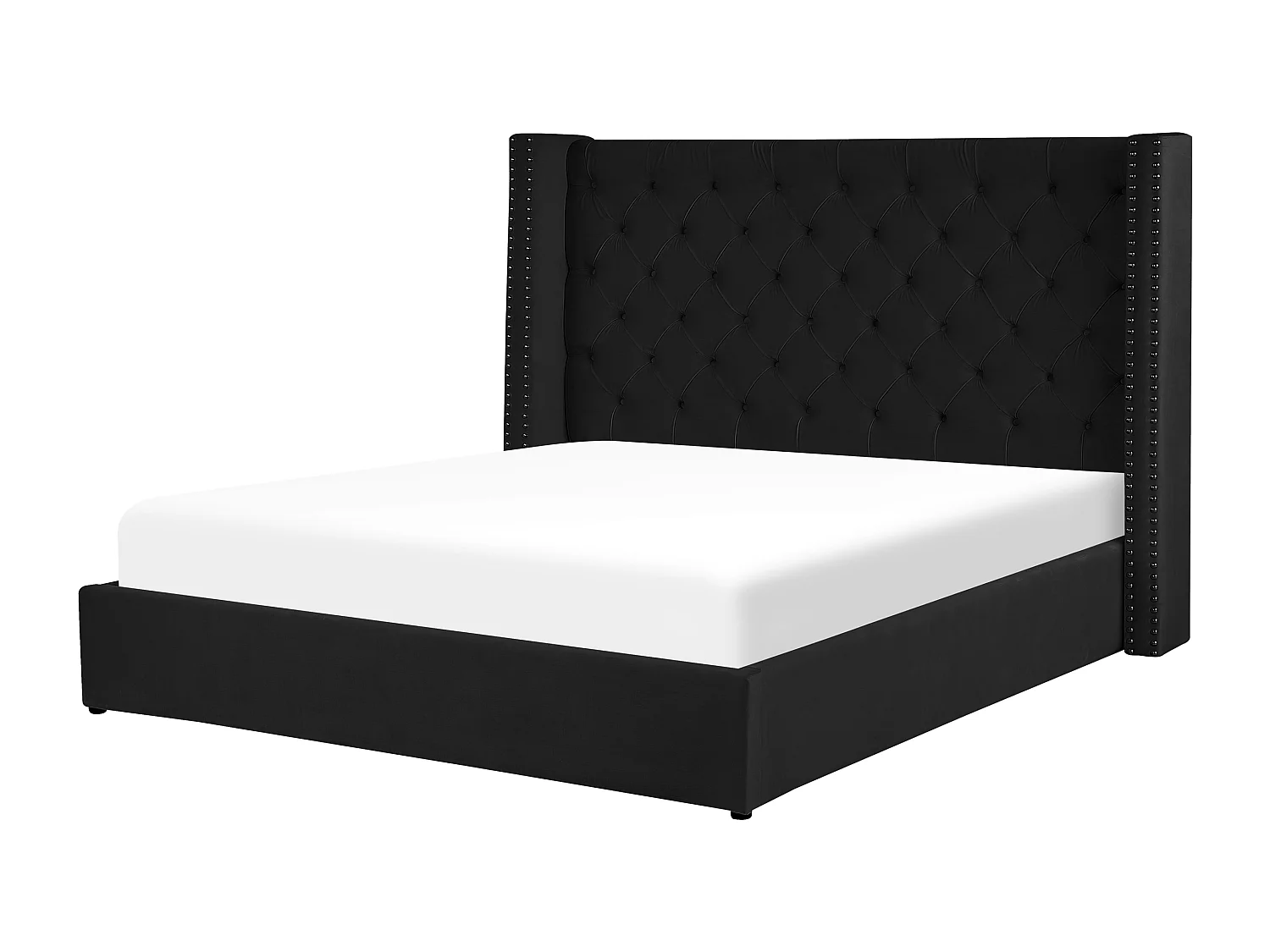 Letto con ottomano Velluto LUBBON 180 x 200 cm Nero