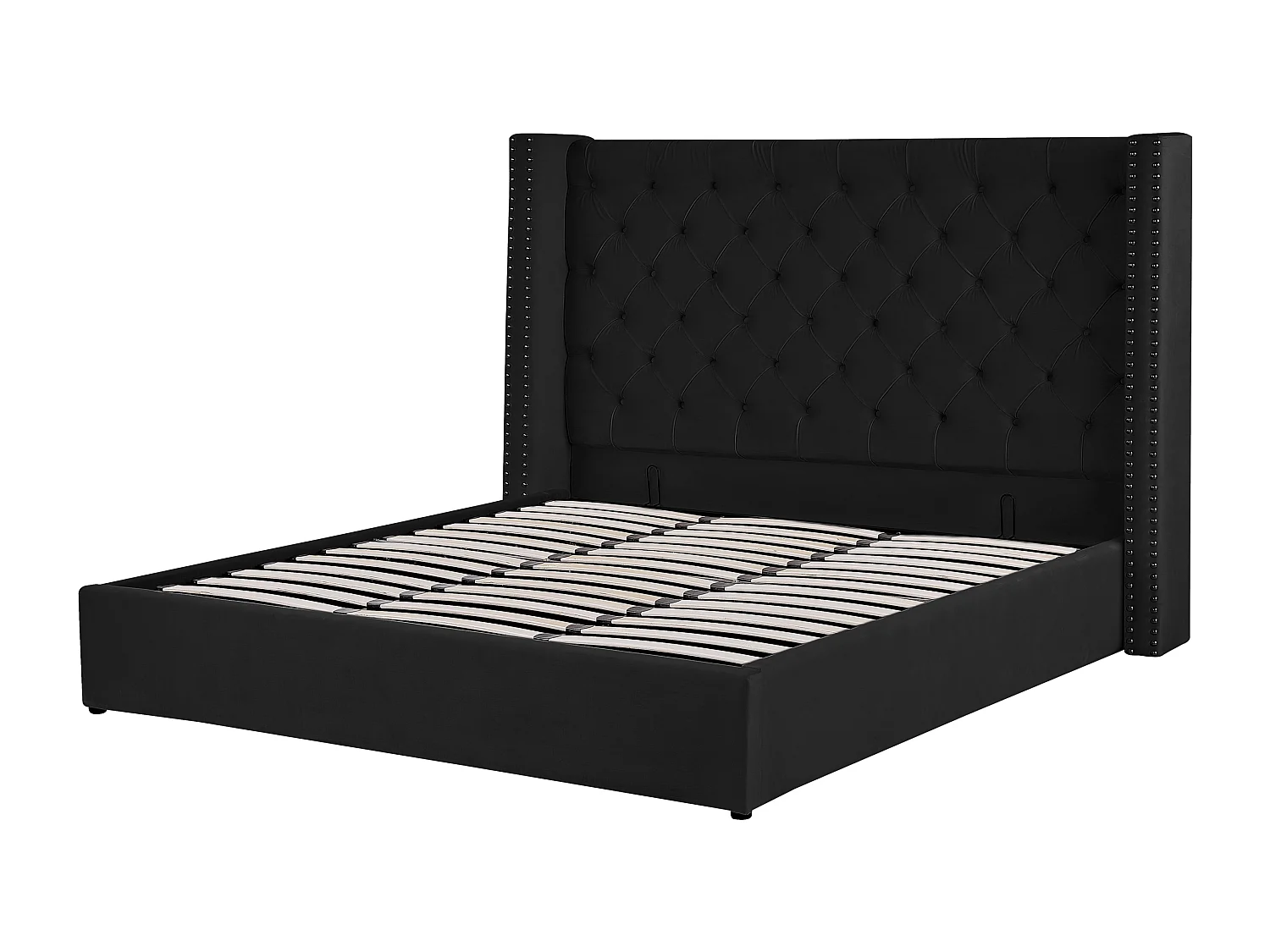 Letto con ottomano Velluto LUBBON 180 x 200 cm Nero
