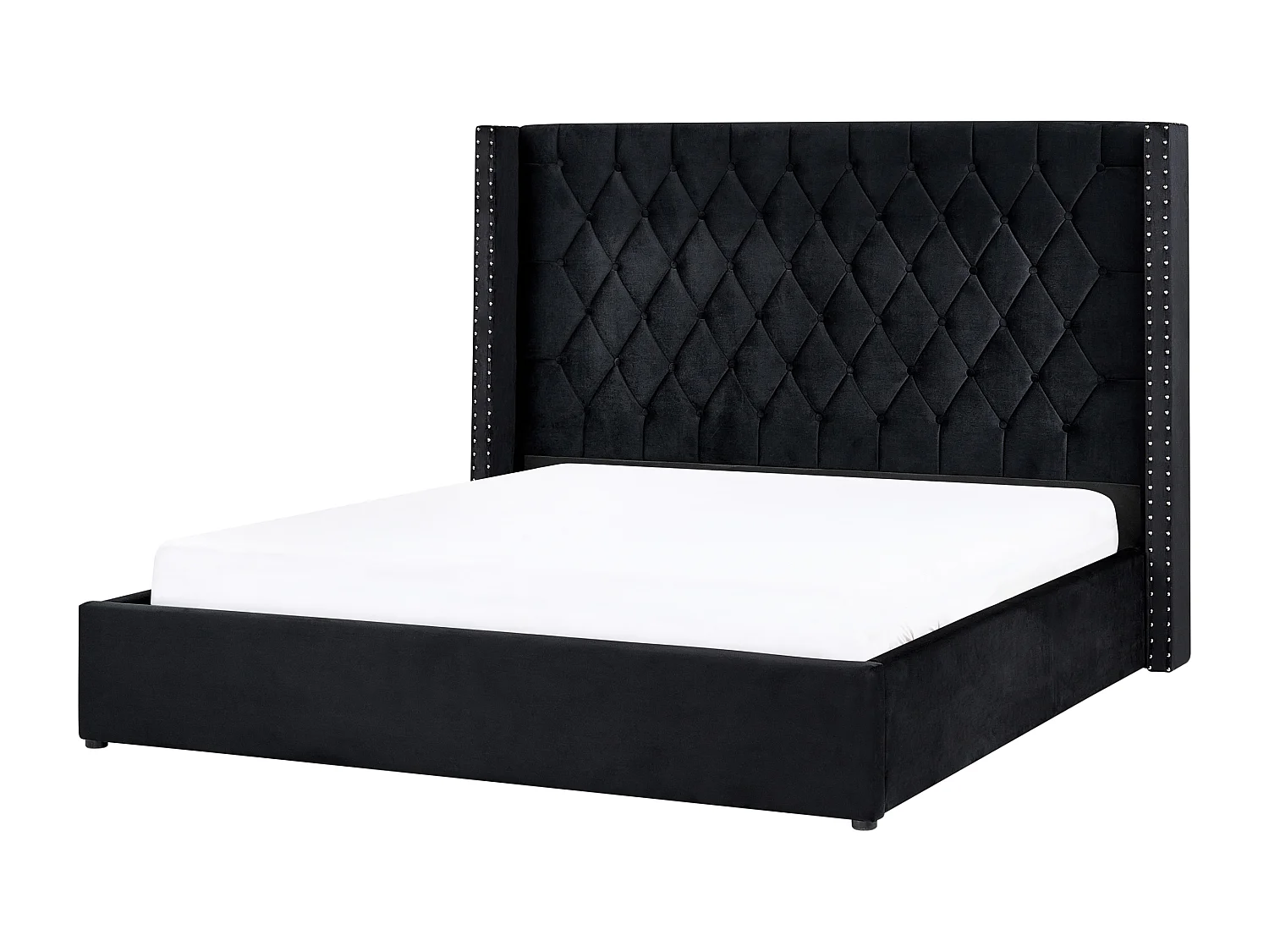 Lit ottoman Velours LUBBON 180 x 200 cm Noir