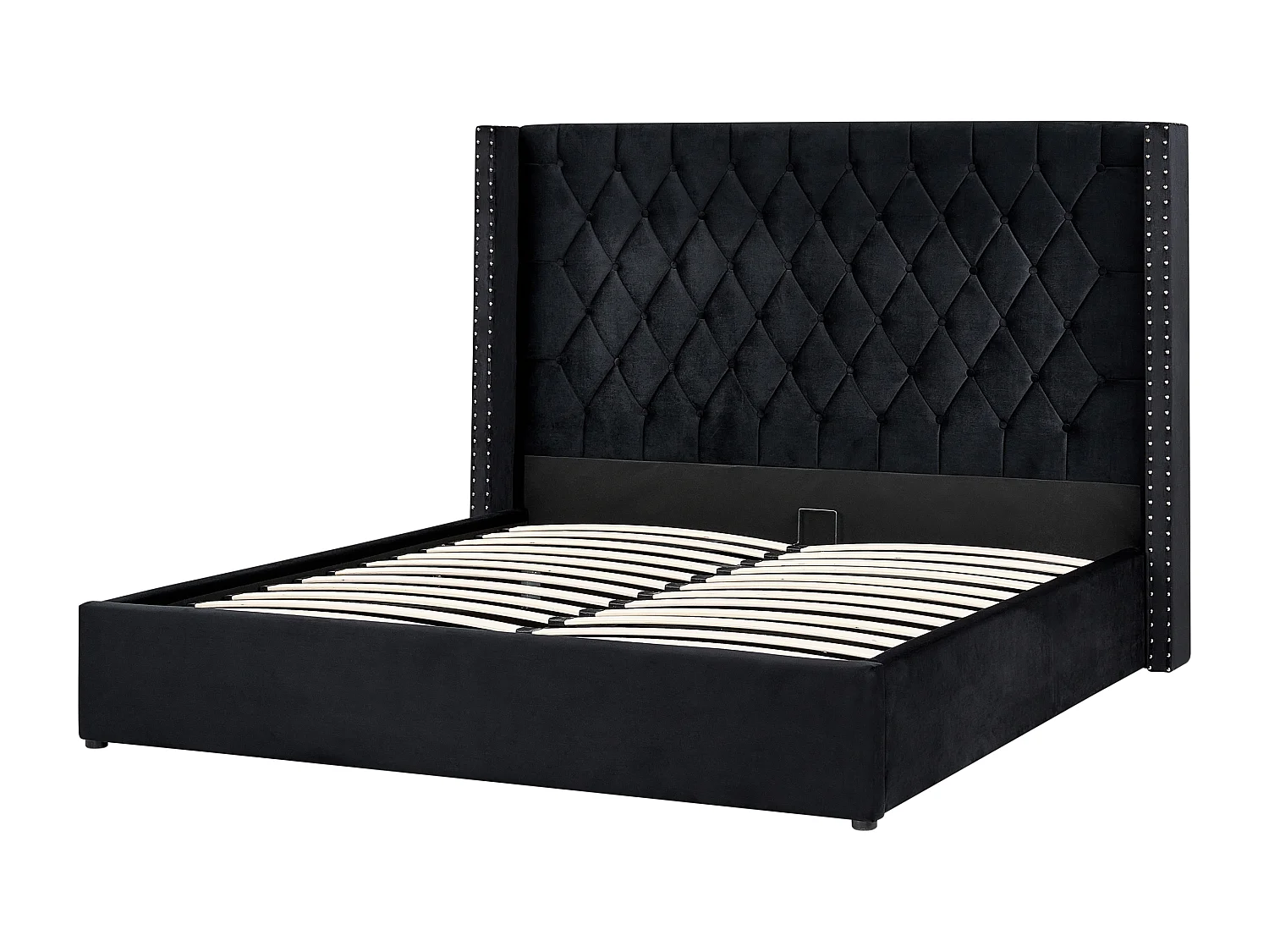 Lit ottoman Velours LUBBON 180 x 200 cm Noir