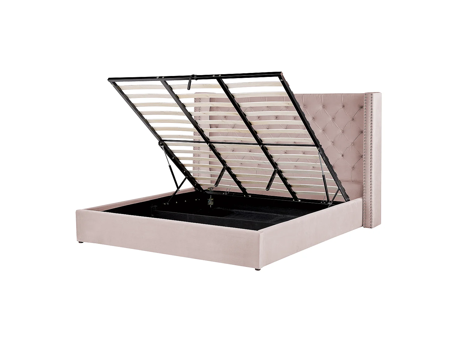 Lit ottoman Velours LUBBON 180 x 200 cm Rose pastel Rose