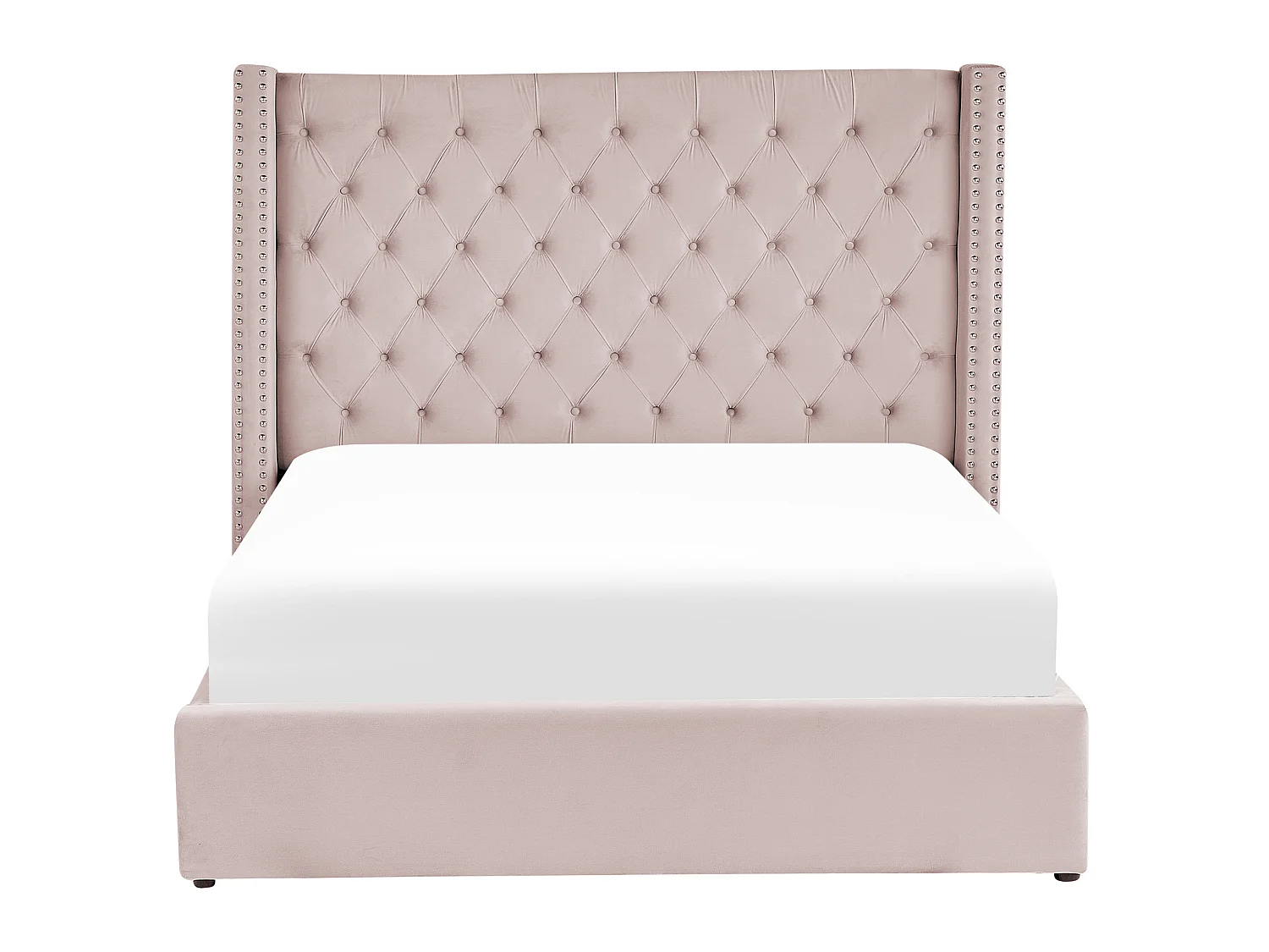 Lit ottoman Velours LUBBON 180 x 200 cm Rose pastel Rose