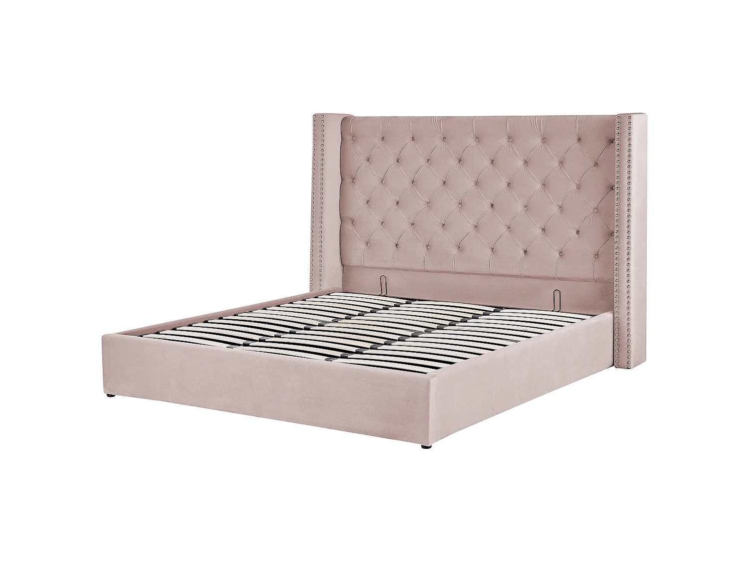 Lit ottoman Velours LUBBON 180 x 200 cm Rose pastel Rose