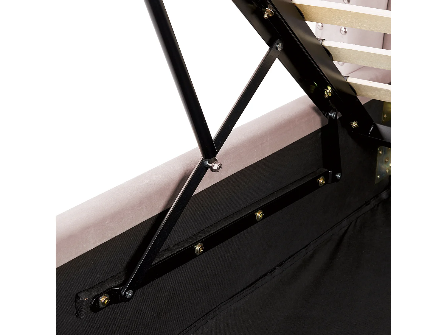 Lit ottoman Velours LUBBON 180 x 200 cm Rose pastel Rose