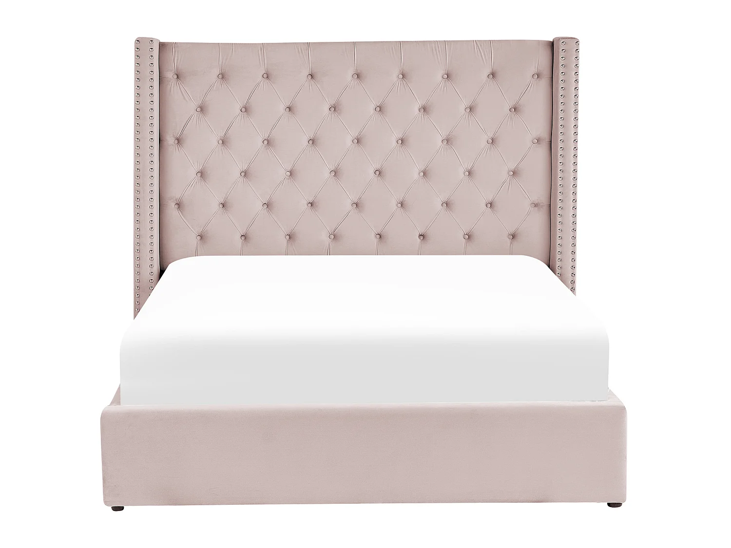 Lit ottoman Velours LUBBON 180 x 200 cm Rose pastel Rose