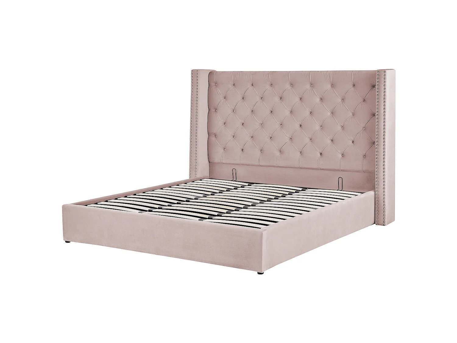 Lit ottoman Velours LUBBON 180 x 200 cm Rose pastel Rose