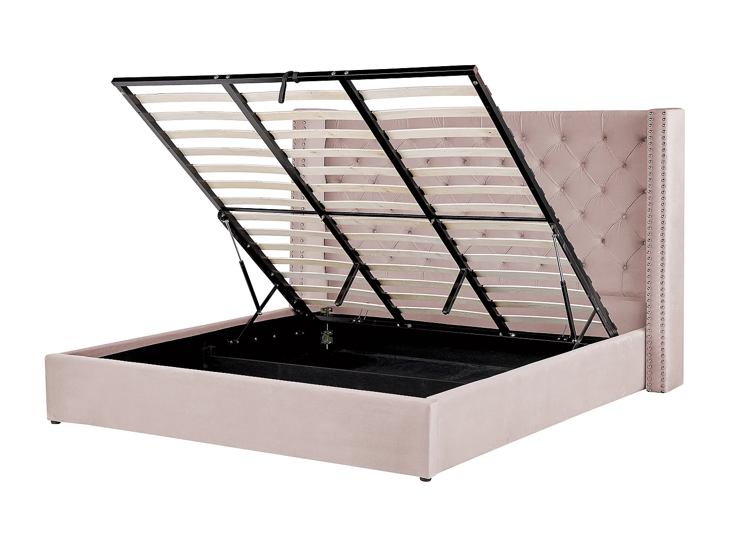 Bed met opbergruimte Fluweel LUBBON 180 x 200 cm Pastelroze Roze
