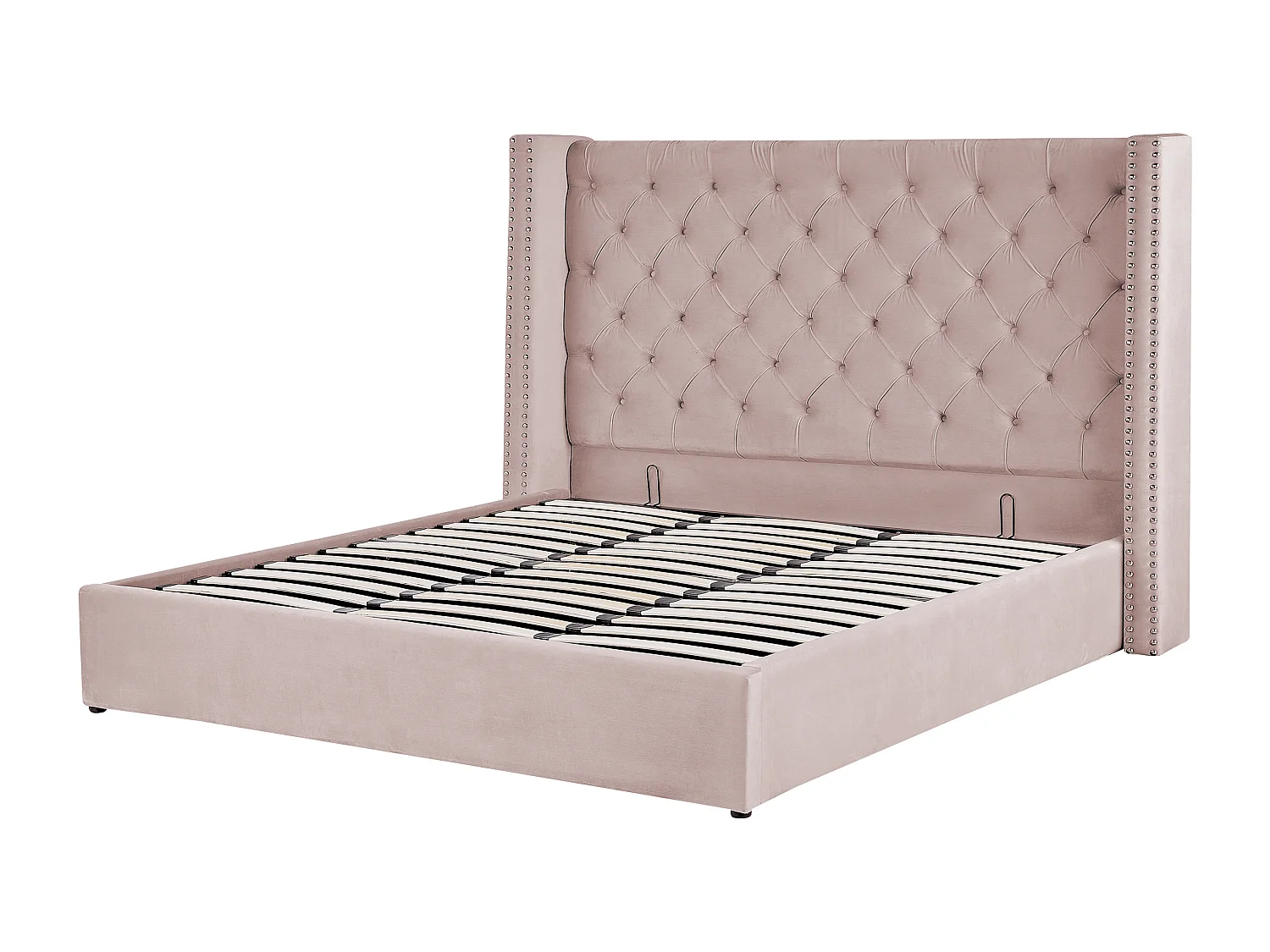 Bed met opbergruimte Fluweel LUBBON 180 x 200 cm Pastelroze Roze