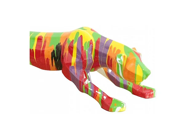 Statue panthère avec coulures peintures multicolores L90 cm - PANTHERA