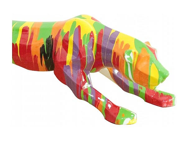 Statue panthère avec coulures peintures multicolores L90 cm - PANTHERA