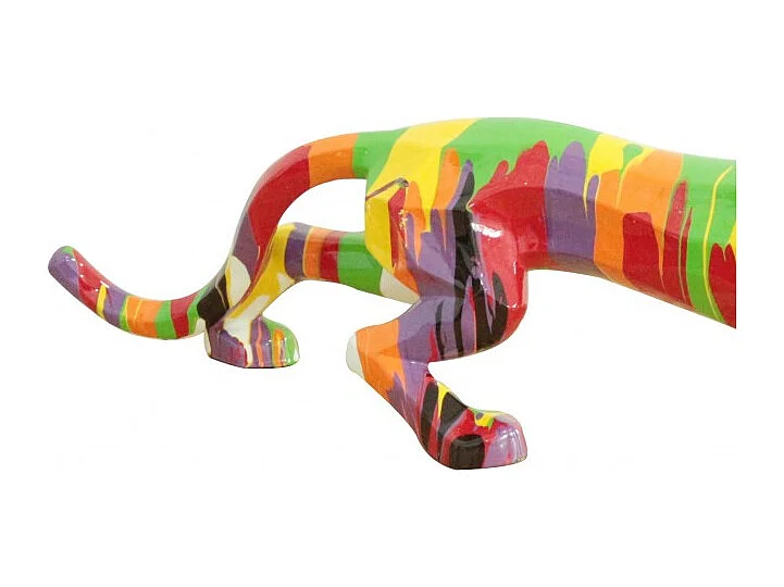 Statue panthère avec coulures peintures multicolores L90 cm - PANTHERA