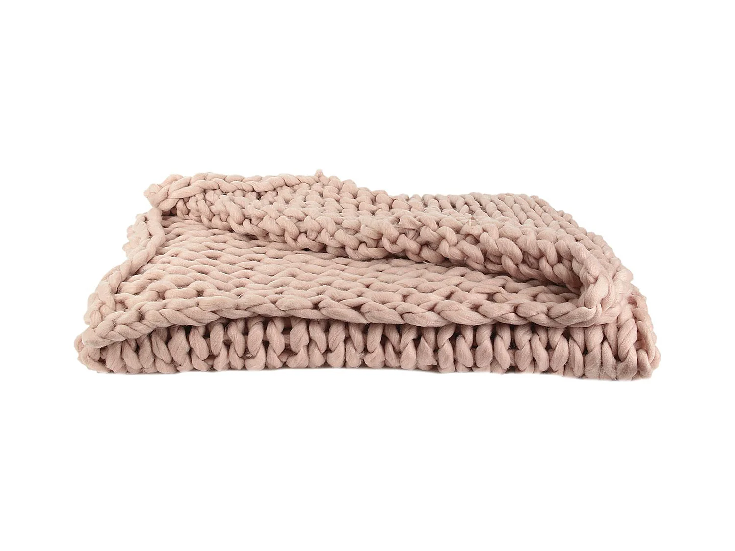 Plaid tricoté grosse maille 120x150 cm CHUNKY Rose