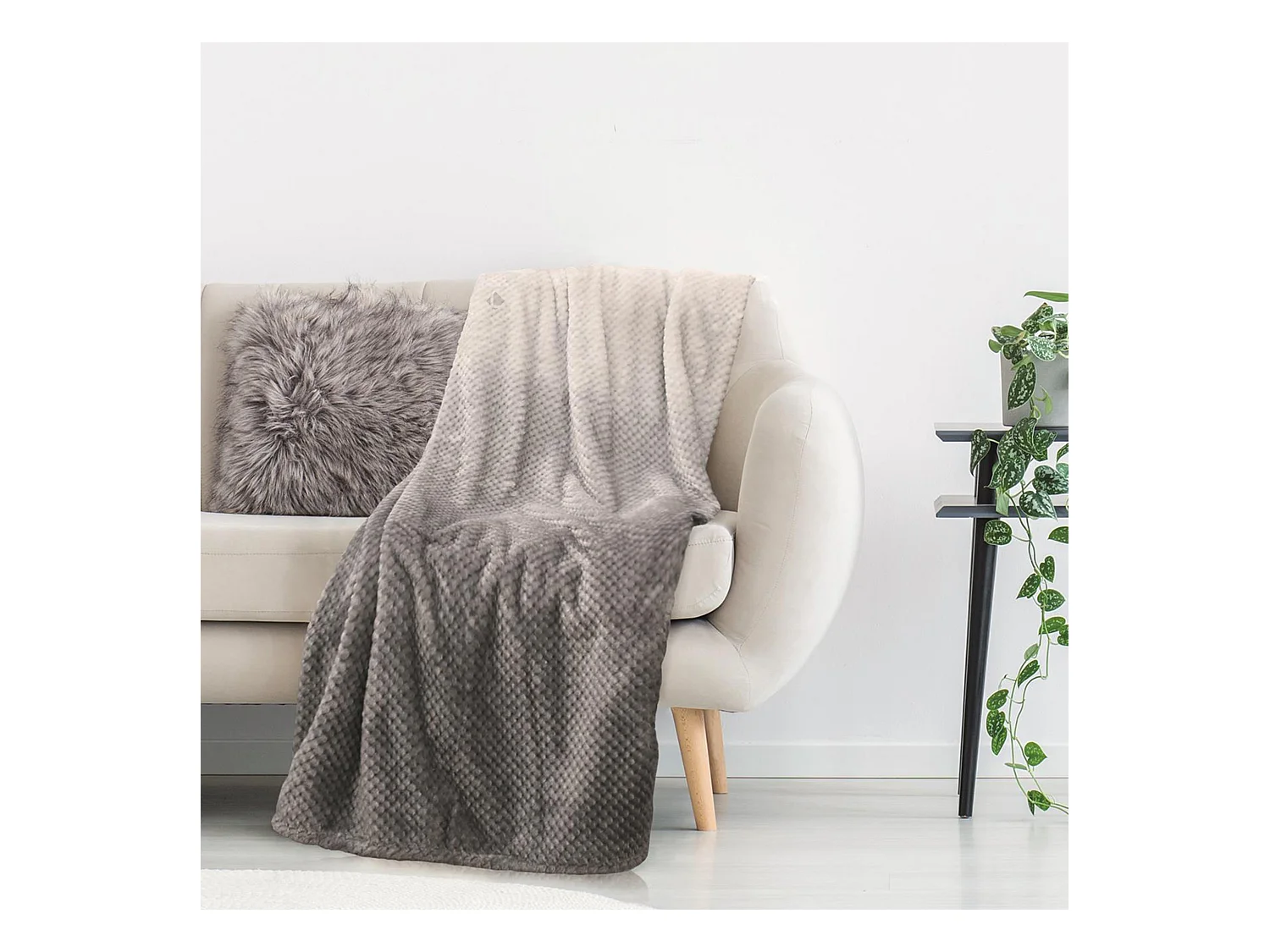 Plaid nid d'abeille 150x200 cm TIE AND DYE Gris