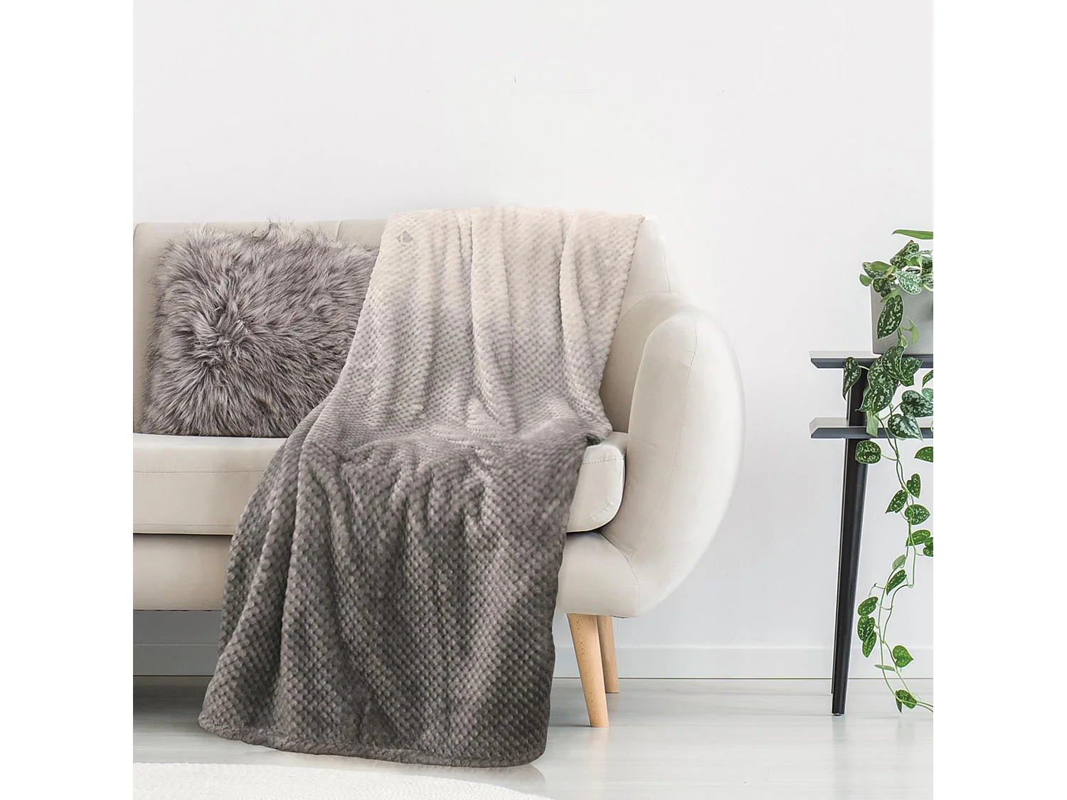 Plaid nid d'abeille 150x200 cm TIE AND DYE Gris