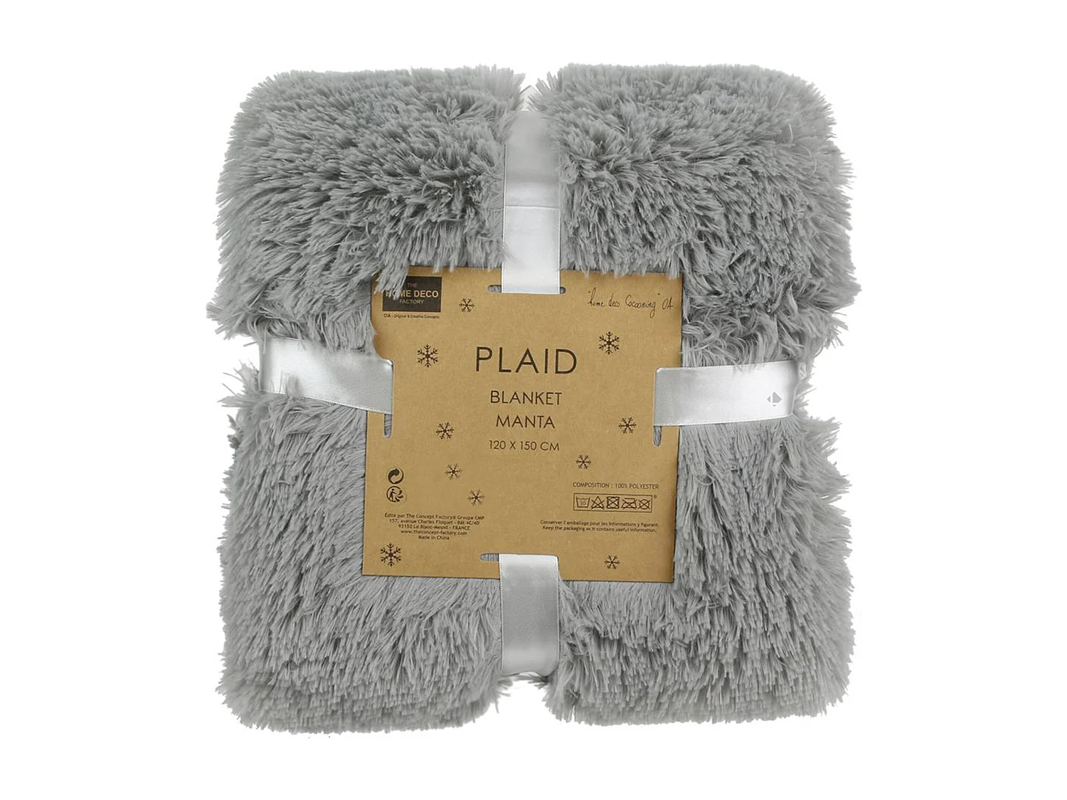 Plaid imitation fourrure 120x150 cm LICIA Gris