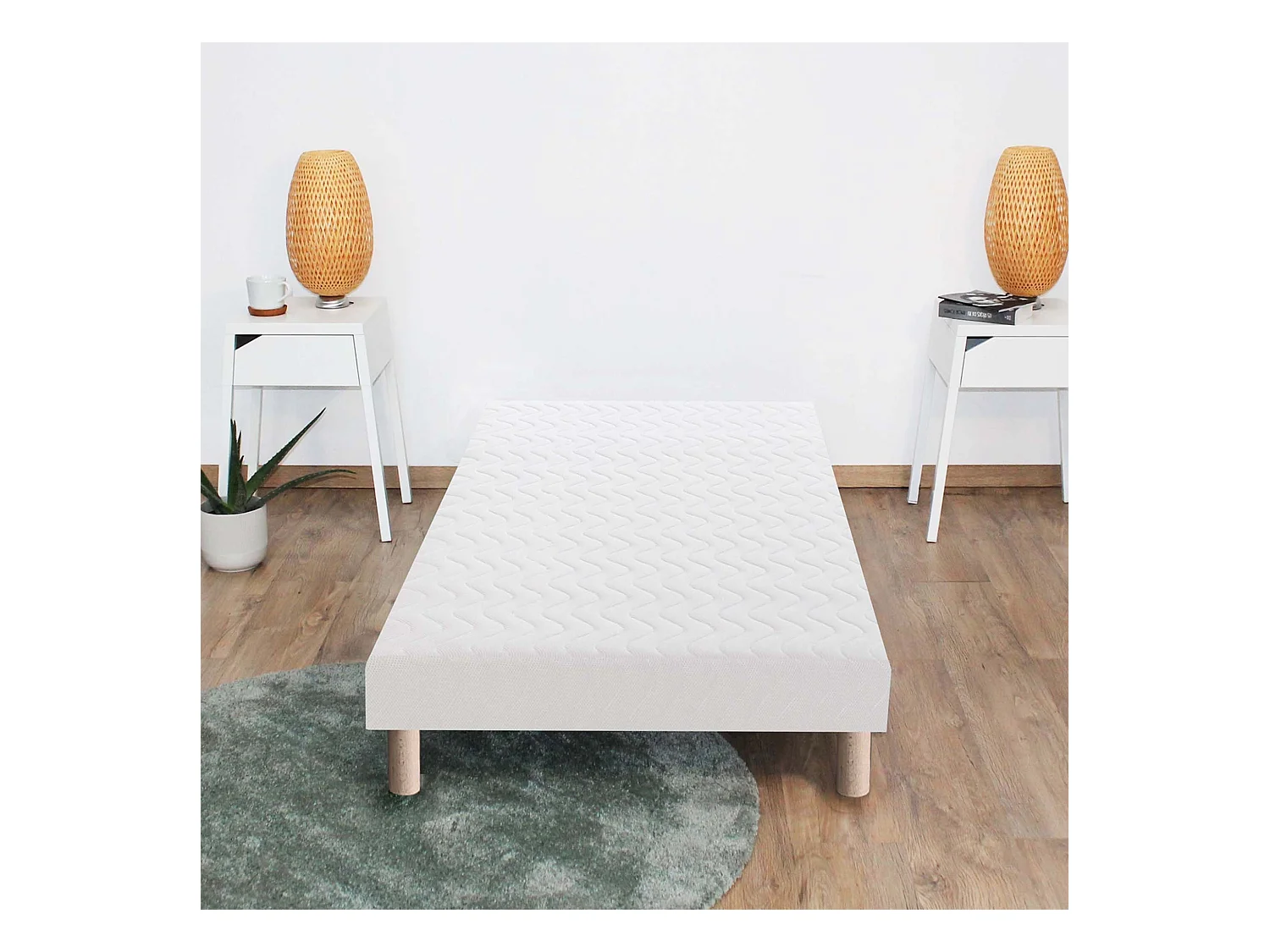 Sommier tapissier à lattes blanc Made in France Dimensions - 80 x 200 cm