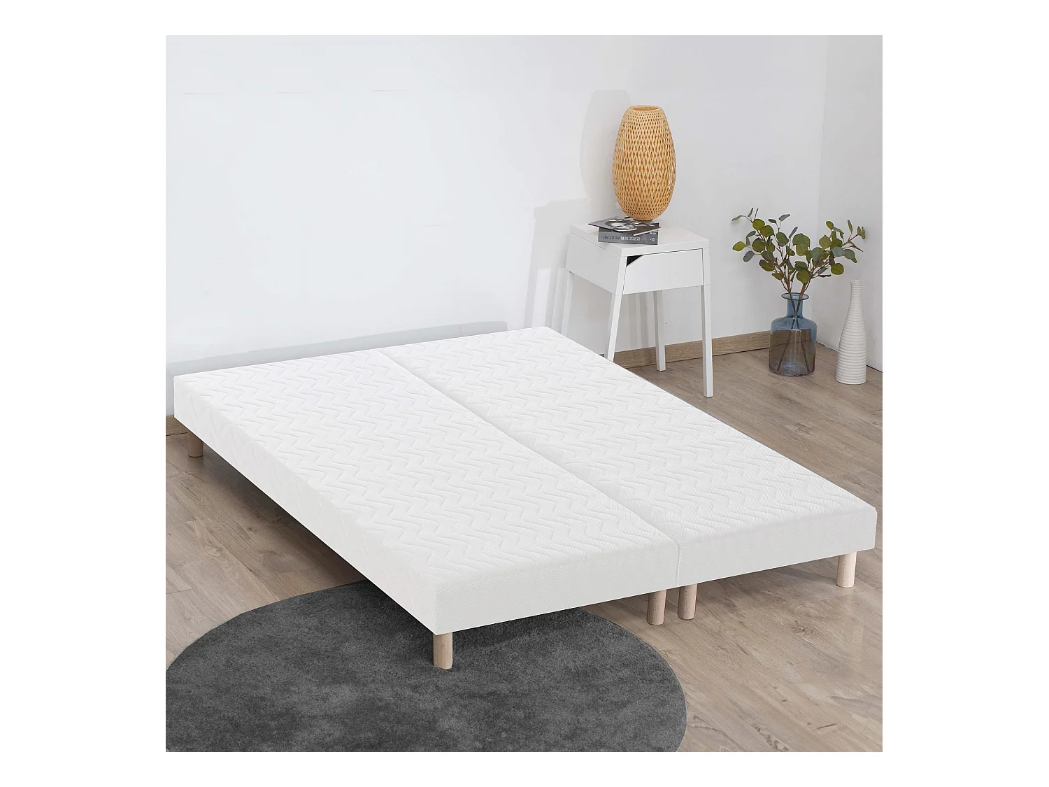 Sommier tapissier à lattes blanc Made in France Dimensions - 2x80 x 200 cm