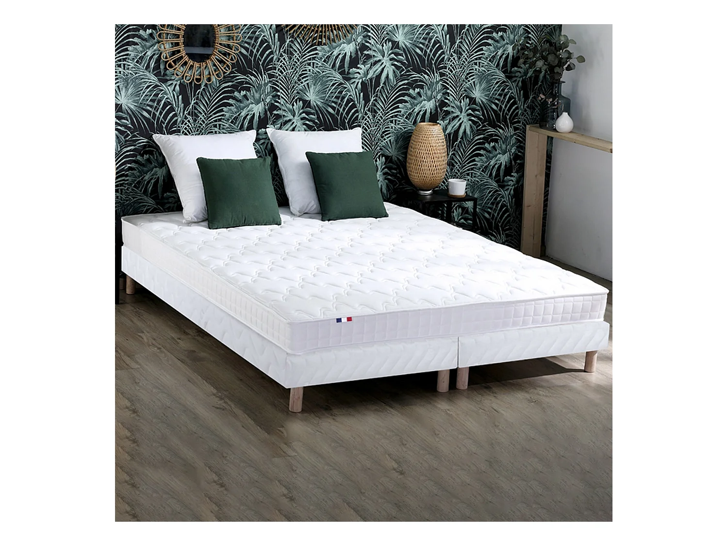 Sommier tapissier à lattes blanc Made in France Dimensions - 2x80 x 200 cm