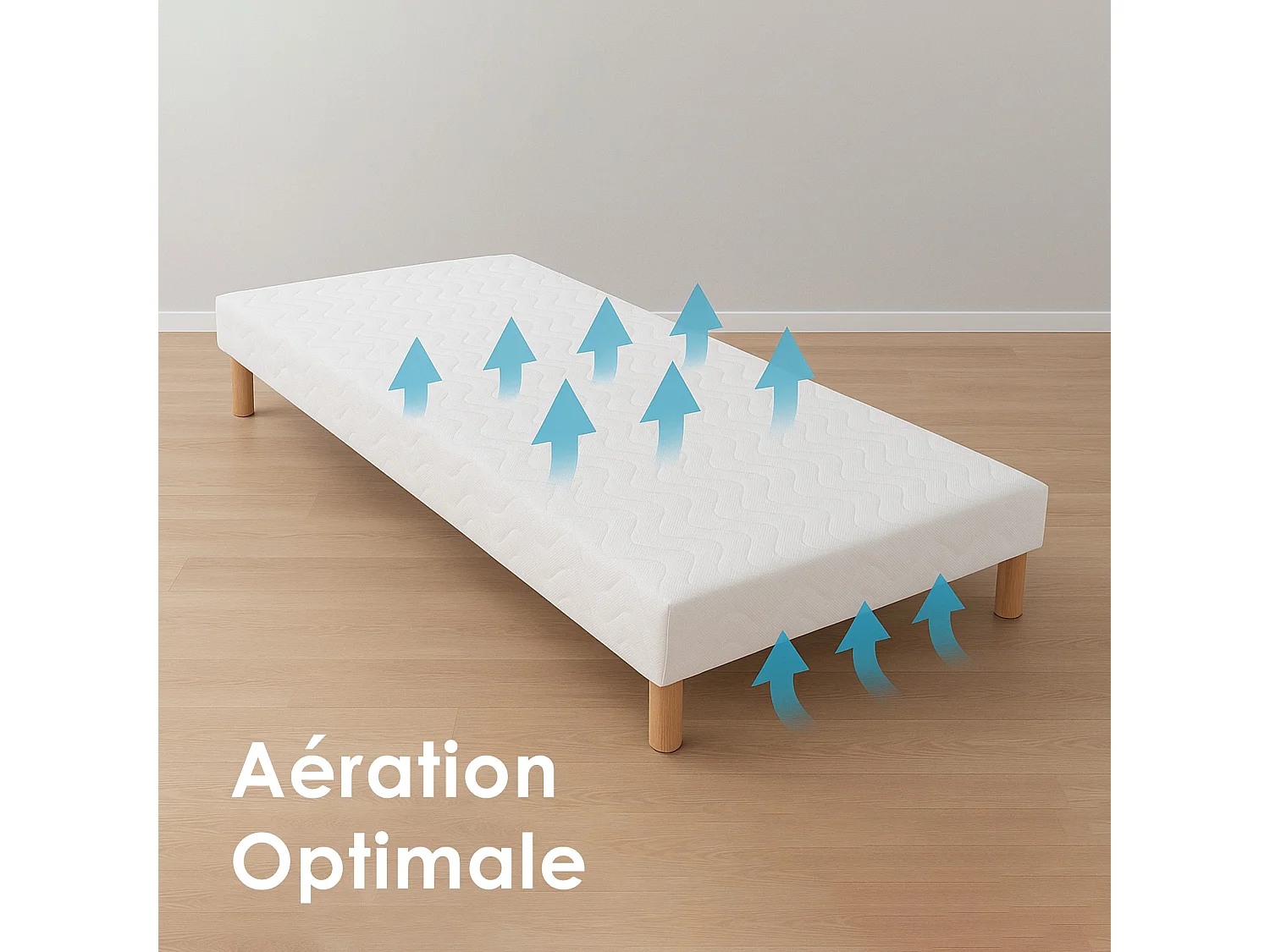 Sommier tapissier à lattes blanc Made in France Dimensions - 2x80 x 200 cm